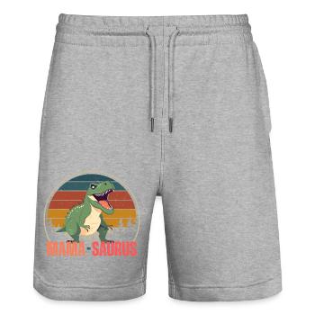 Mama saurus - Stanley/Stella Trainer Unisex Organic Jogging Shorts - heather grey - Front - Nik (191cm) & Marisol (170cm)