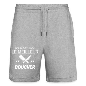 ICH BIN DER BESTE BOUICHER - Stanley/Stella Unisex Bio Joggingshorts Trainer  - Grau meliert - Vorne - Nik (191cm) & Marisol (170cm)