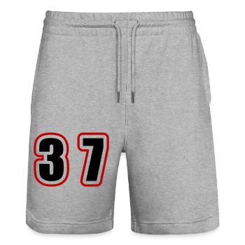 37 Number College - Stanley/Stella Trainer Unisex Organic Jogging Shorts - heather grey - Front - Nik (191cm) & Marisol (170cm)
