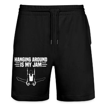 Ring Gymnastics 2 - Stanley/Stella Trainer Unisex Organic Jogging Shorts - black - Front - Nik (191cm) & Marisol (170cm)