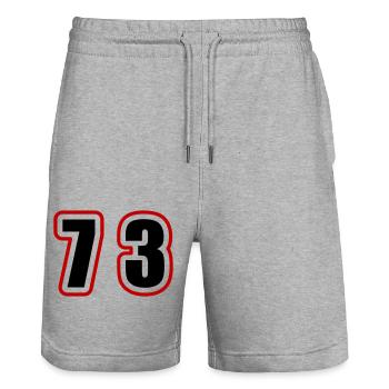 73 Number College - Stanley/Stella Trainer Unisex Organic Jogging Shorts - heather grey - Front - Nik (191cm) & Marisol (170cm)