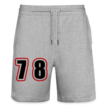 78 Number College - Stanley/Stella Trainer Unisex Organic Jogging Shorts - heather grey - Front - Nik (191cm) & Marisol (170cm)
