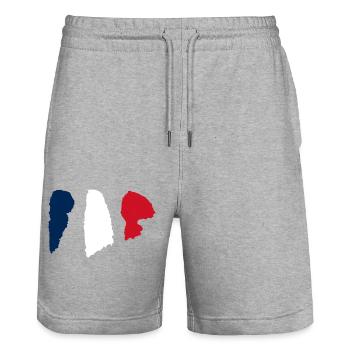 France Flag - Brush Strokes - Stanley/Stella Trainer Unisex Organic Jogging Shorts - heather grey - Front - Nik (191cm) & Marisol (170cm)