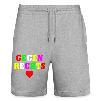 Gegen rechts - Stanley/Stella Unisex Bio Joggingshorts Trainer  - Grau meliert - Vorne - Nik (191cm) & Marisol (170cm)