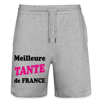 Best AUNT in France - Stanley/Stella Trainer Unisex Organic Jogging Shorts - heather grey - Front - Nik (191cm) & Marisol (170cm)