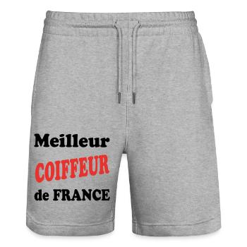 Bester Friseur in Frankreich - Stanley/Stella Unisex Bio Joggingshorts Trainer  - Grau meliert - Vorne - Nik (191cm) & Marisol (170cm)