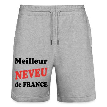 Best NEPHEW in France - Stanley/Stella Trainer Unisex Organic Jogging Shorts - heather grey - Front - Nik (191cm) & Marisol (170cm)