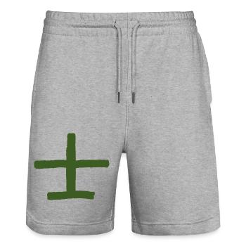 Samurai (Japanese kanji characters) - Stanley/Stella Trainer Unisex Organic Jogging Shorts - heather grey - Front - Nik (191cm) & Marisol (170cm)