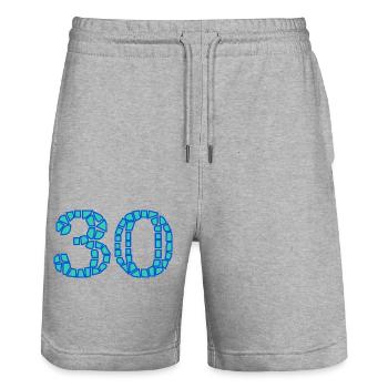 JAHRESTAG. ALLES GUTE ZUM GEBURTSTAG. ALLES GUTE ZUM GEBURTSTAG. - Stanley/Stella Unisex Bio Joggingshorts Trainer  - Grau meliert - Vorne - Nik (191cm) & Marisol (170cm)