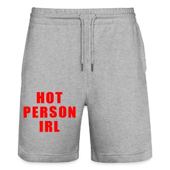 Hot person irl - Stanley/Stella Unisex Bio Joggingshorts Trainer  - Grau meliert - Vorne - Nik (191cm) & Marisol (170cm)