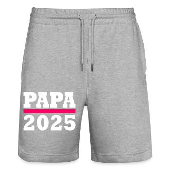 Papa 2025 - Stanley/Stella Unisex Bio Joggingshorts Trainer  - Grau meliert - Vorne - Nik (191cm) & Marisol (170cm)