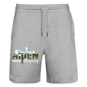 Alpenüberquerung Alpen Überquerung 2025 Wandern - Stanley/Stella Unisex Bio Joggingshorts Trainer  - Grau meliert - Vorne - Nik (191cm) & Marisol (170cm)
