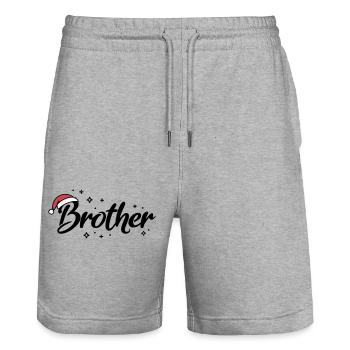 Santa Hat Brother Brother - Stanley/Stella Trainer Unisex Organic Jogging Shorts - heather grey - Front - Nik (191cm) & Marisol (170cm)
