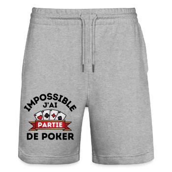 Poker - Short de jogging bio TRAINER Stanley/Stella unisexe - gris chiné - Devant - Nik (191cm) & Marisol (170cm)