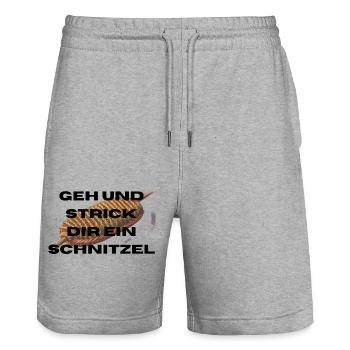 Allez vous tricoter une escalope - Short de jogging bio TRAINER Stanley/Stella unisexe - gris chiné - Devant - Nik (191cm) & Marisol (170cm)
