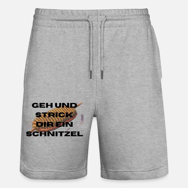 Geh und Strick dir ein Schnitzel - Stanley/Stella Unisex Bio Joggingshorts Trainer  - Grau meliert