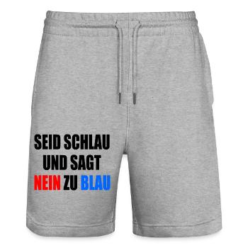 seid schlau und sagt nein zu blau - fck afd - Stanley/Stella Unisex Bio Joggingshorts Trainer  - Grau meliert - Vorne - Nik (191cm) & Marisol (170cm)