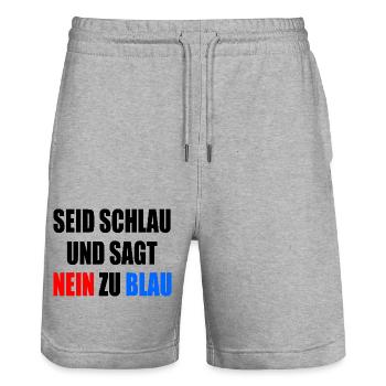 Afd - be smart and say no to blue - Stanley/Stella Trainer Unisex Organic Jogging Shorts - heather grey - Front - Nik (191cm) & Marisol (170cm)