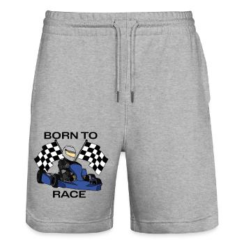 Born to Race - Stanley/Stella Trainer Unisex Organic Jogging Shorts - heather grey - Front - Nik (191cm) & Marisol (170cm)