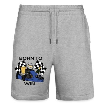 Born to Win - Stanley/Stella Trainer Unisex Organic Jogging Shorts - heather grey - Front - Nik (191cm) & Marisol (170cm)