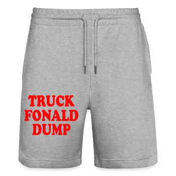 truck fonald dump - Stanley/Stella Trainer Unisex Organic Jogging Shorts - heather grey - Front - Nik (191cm) & Marisol (170cm)