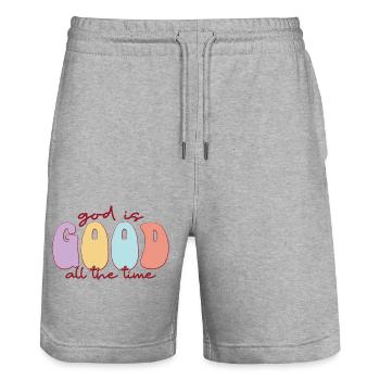 God is good, always - Stanley/Stella Trainer Unisex Organic Jogging Shorts - heather grey - Front - Nik (191cm) & Marisol (170cm)