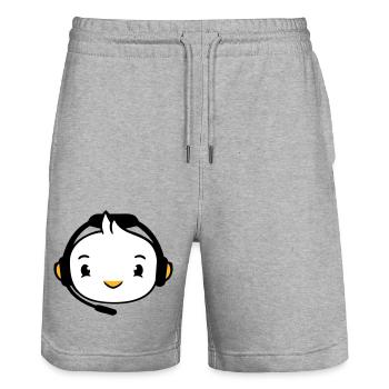 Duck Gamer Gaming Voice Chat Headset Console Game - Stanley/Stella Trainer Unisex Organic Jogging Shorts - heather grey - Front - Nik (191cm) & Marisol (170cm)