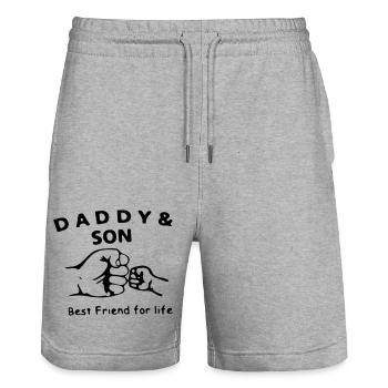Papa Sohn beste Freunde fürs Leben - Stanley/Stella Unisex Bio Joggingshorts Trainer  - Grau meliert - Vorne - Nik (191cm) & Marisol (170cm)