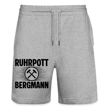 Ruhrpott Bergmann - Stanley/Stella Unisex Bio Joggingshorts Trainer  - Grau meliert - Vorne - Nik (191cm) & Marisol (170cm)