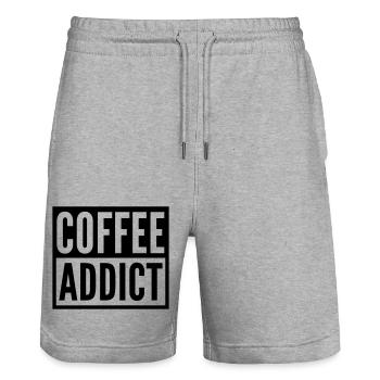coffee addict - Stanley/Stella Trainer Unisex Organic Jogging Shorts - heather grey - Front - Nik (191cm) & Marisol (170cm)