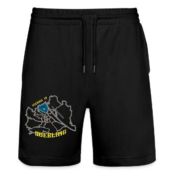Döbling Wien 19 - Stanley/Stella Unisex Bio Joggingshorts Trainer  - Schwarz - Vorne - Nik (191cm) & Marisol (170cm)