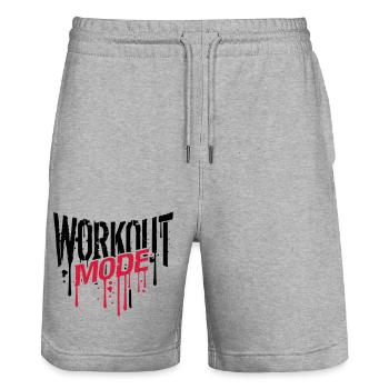 workout fashion graffiti drop gym spray beast cool - Stanley/Stella Trainer Unisex Organic Jogging Shorts - heather grey - Front - Nik (191cm) & Marisol (170cm)