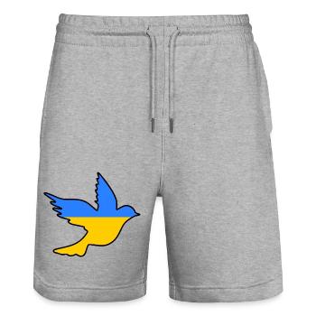 Ukraine - Stanley/Stella Trainer Unisex Organic Jogging Shorts - heather grey - Front - Nik (191cm) & Marisol (170cm)