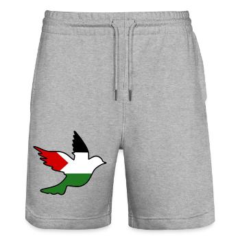 palestina - Stanley/Stella Trainer Unisex Organic Jogging Shorts - heather grey - Front - Nik (191cm) & Marisol (170cm)