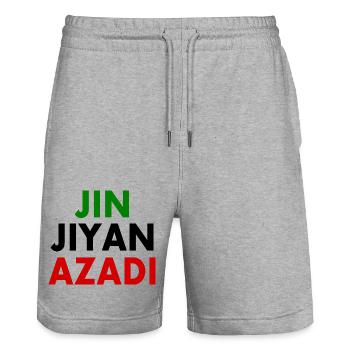 jin jiyan azadi - Stanley/Stella Unisex Bio Joggingshorts Trainer  - Grau meliert - Vorne - Nik (191cm) & Marisol (170cm)