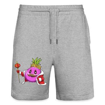 Zwiebel Krone Zepter King - Stanley/Stella Unisex Bio Joggingshorts Trainer  - Grau meliert - Vorne - Nik (191cm) & Marisol (170cm)