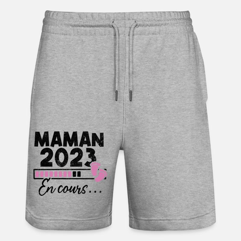 Maman 2023 En Cours - Short de jogging bio TRAINER Stanley/Stella unisexe - gris chiné