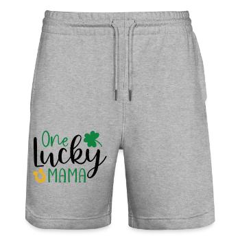 Design One lucky mama - Short de jogging bio TRAINER Stanley/Stella unisexe - gris chiné - Devant - Nik (191cm) & Marisol (170cm)