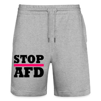 Stop afd - Stanley/Stella Unisex Bio Joggingshorts Trainer  - Grau meliert - Vorne - Nik (191cm) & Marisol (170cm)