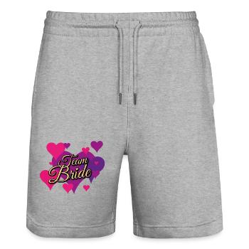 Modèle de paillettes Team Bride - Short de jogging bio TRAINER Stanley/Stella unisexe - gris chiné - Devant - Nik (191cm) & Marisol (170cm)