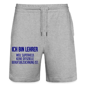 Lehrer - Mein offizieller Superhelden-Beruf! - Stanley/Stella Unisex Bio Joggingshorts Trainer  - Grau meliert - Vorne - Nik (191cm) & Marisol (170cm)