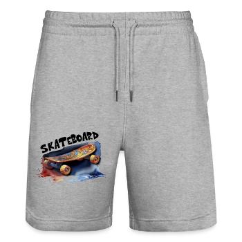 Skateboard für Jungs Skater Design Geschenk sk8 - Stanley/Stella Unisex Bio Joggingshorts Trainer  - Grau meliert - Vorne - Nik (191cm) & Marisol (170cm)
