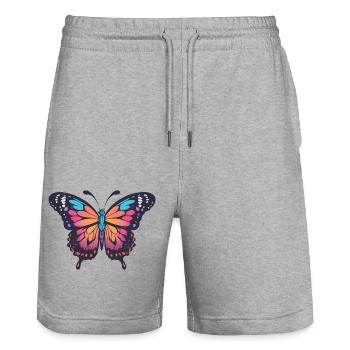 Butterfly - Stanley/Stella Trainer Unisex Organic Jogging Shorts - heather grey - Front - Nik (191cm) & Marisol (170cm)