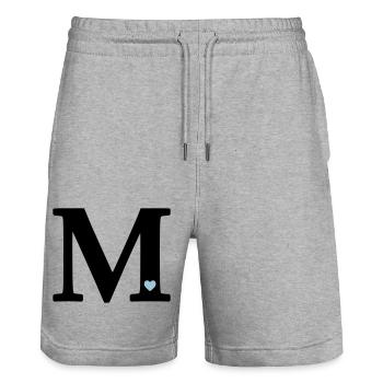 Letter M Initial Letter - Stanley/Stella Trainer Unisex Organic Jogging Shorts - heather grey - Front - Nik (191cm) & Marisol (170cm)