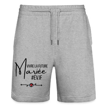 Vivre la future mariée - Short de jogging bio TRAINER Stanley/Stella unisexe - gris chiné - Devant - Nik (191cm) & Marisol (170cm)