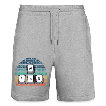 WASD Retro - Stanley/Stella Unisex Bio Joggingshorts Trainer  - Grau meliert - Vorne - Nik (191cm) & Marisol (170cm)