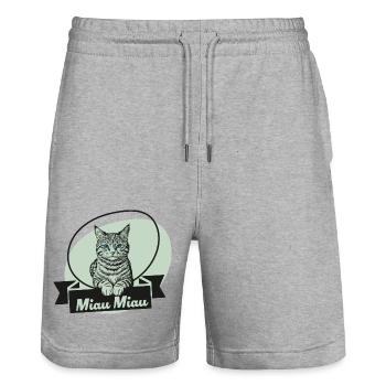 MiauMiau - Stanley/Stella Unisex Bio Joggingshorts Trainer  - Grau meliert - Vorne - Nik (191cm) & Marisol (170cm)