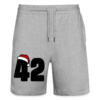 42 Numéro Noël - Short de jogging bio TRAINER Stanley/Stella unisexe - gris chiné - Devant - Nik (191cm) & Marisol (170cm)