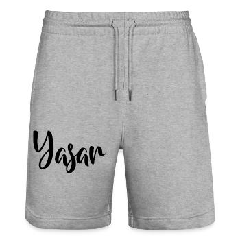 Name - Yasar - Stanley/Stella Trainer Unisex Organic Jogging Shorts - heather grey - Front - Nik (191cm) & Marisol (170cm)
