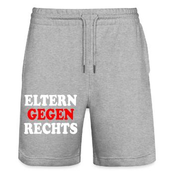 Eltern gegen rechts - Stanley/Stella Unisex Bio Joggingshorts Trainer  - Grau meliert - Vorne - Nik (191cm) & Marisol (170cm)